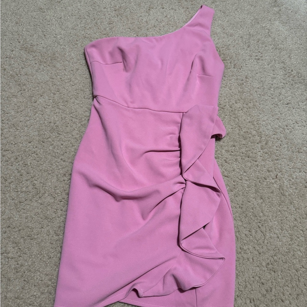 one strap pink dress